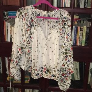 Silk floral peasant blouse